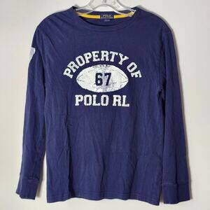 Polo Ralph Lauren Property RL 67 Long Sleeve Blue Rugby Top Boys M 10/12 K0021